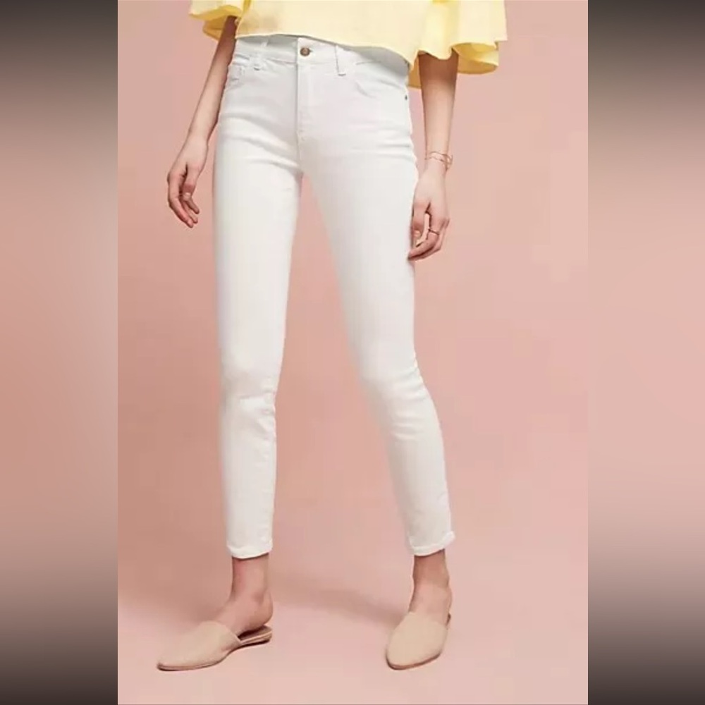 NWT Anthropologie Pilcro Script Ankle Jeans Sz 25 Petite White